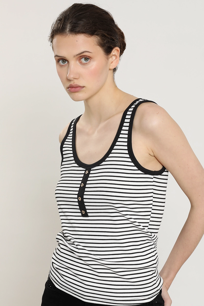 POLERA RAYAS, BOTONES FANTASIA, CRUDO LIOLA - 3
