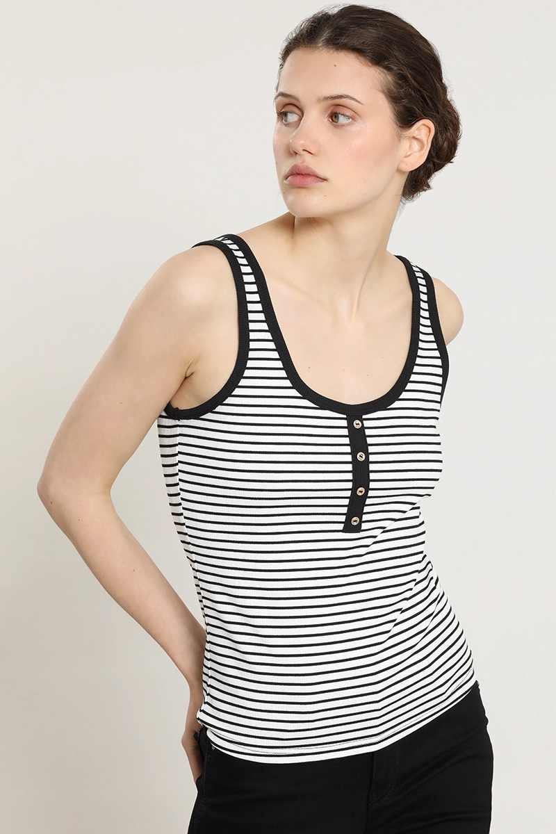 POLERA RAYAS, BOTONES FANTASIA, CRUDO LIOLA - 4