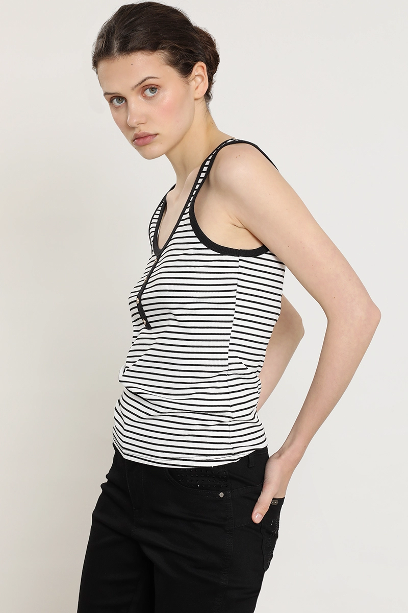 POLERA RAYAS, BOTONES FANTASIA, CRUDO LIOLA - 5