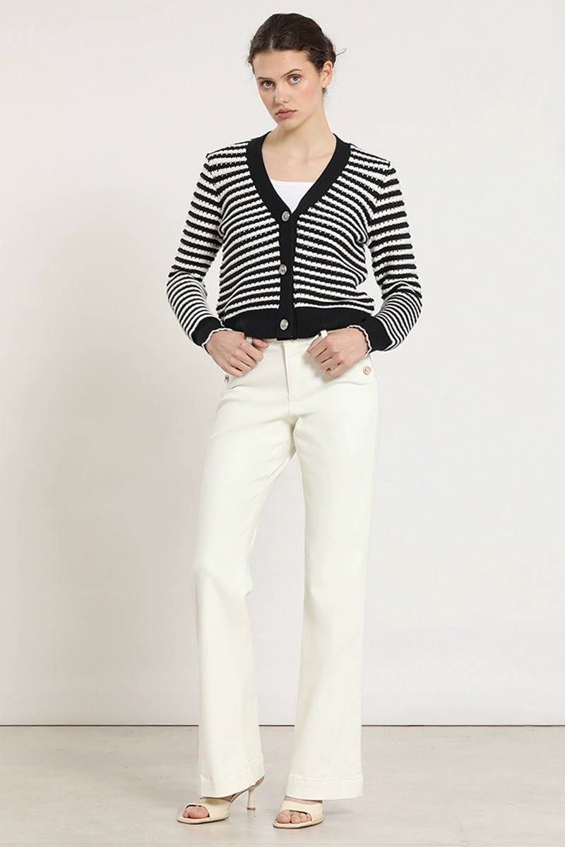 CARDIGAN PUNTO RAYAS, NEGRO LIOLA - 2