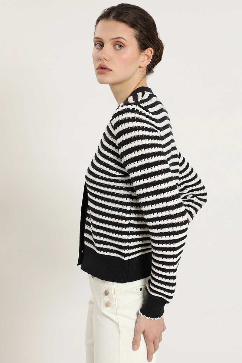 CARDIGAN PUNTO RAYAS, NEGRO LIOLA - 5