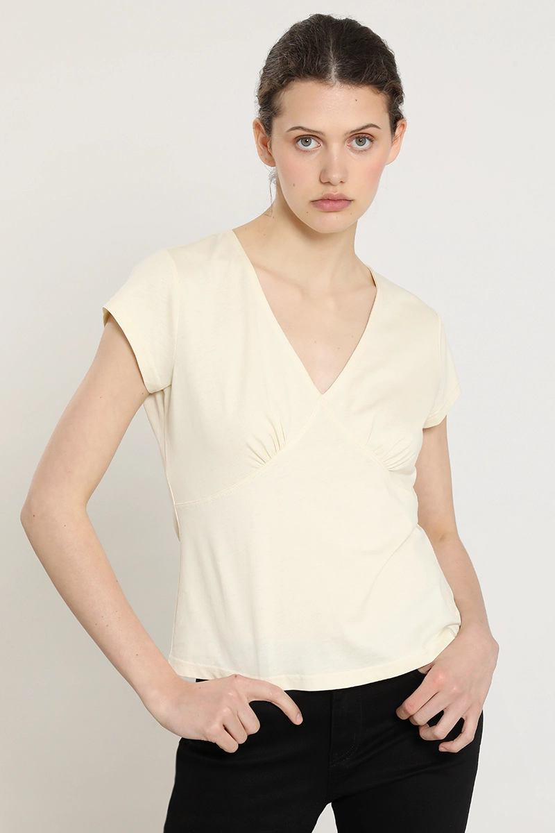 POLERA ALGODON, BORDADO ANCLA, VAINILLA LIOLA - 1