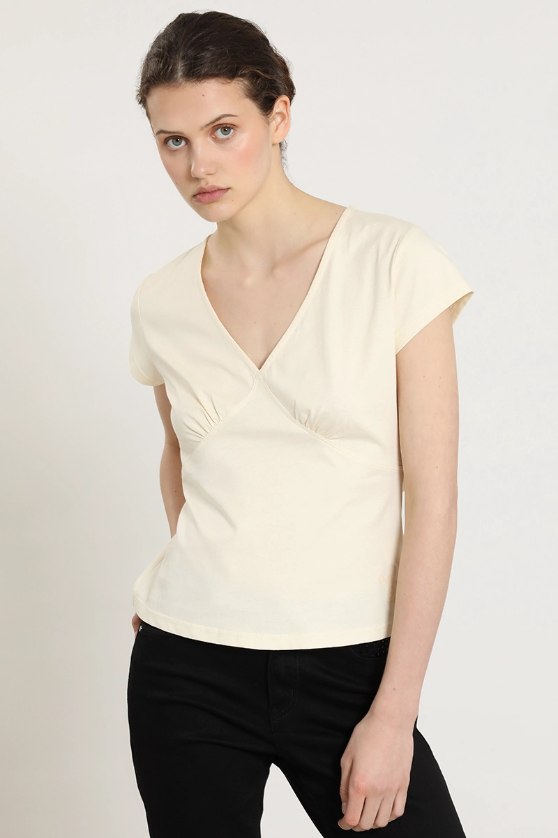 POLERA ALGODON, BORDADO ANCLA, VAINILLA LIOLA - 5