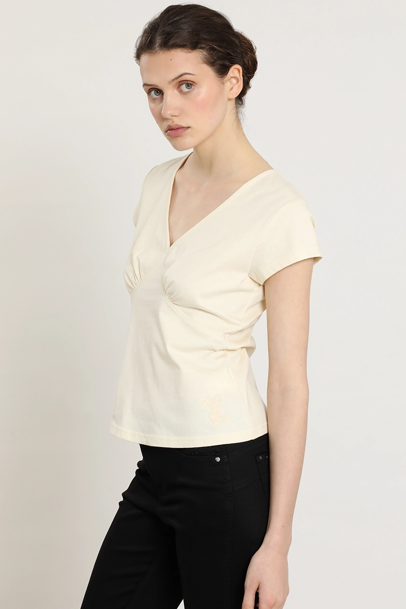 POLERA ALGODON, BORDADO ANCLA, VAINILLA LIOLA - 6