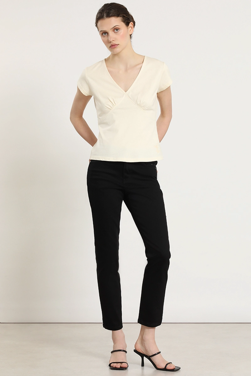 POLERA ALGODON, BORDADO ANCLA, VAINILLA LIOLA - 7
