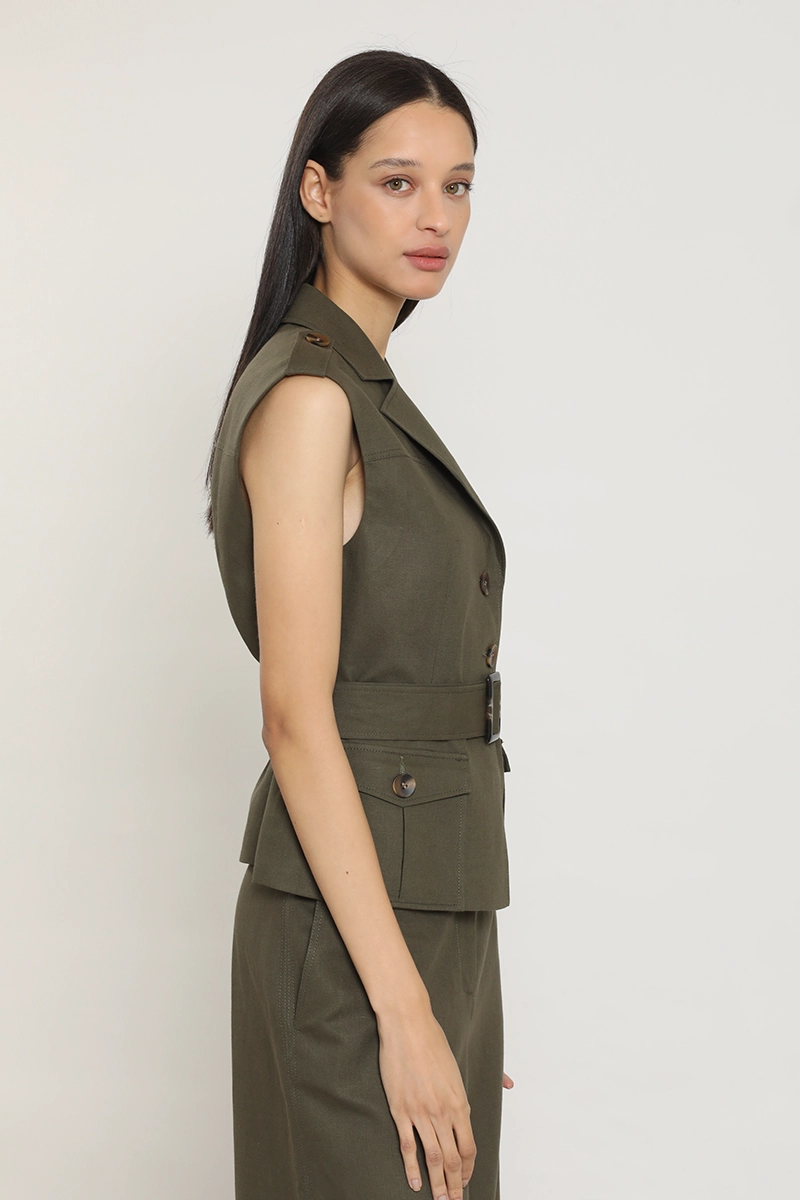 CHAQUETA CARGO, LINO ALGODON, MILITAR LIOLA - 7