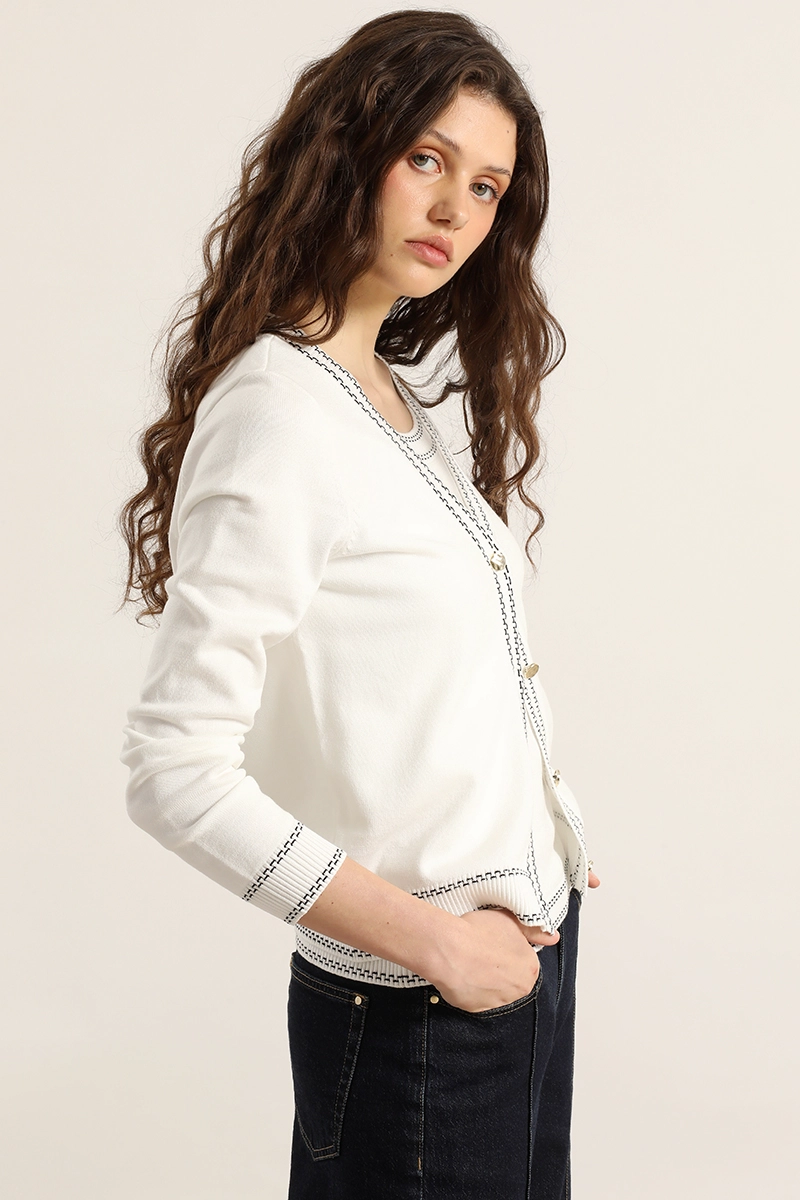 CARDIGAN PUNTO, LINEAS CONTRATONO, CRUDO LIOLA - 4