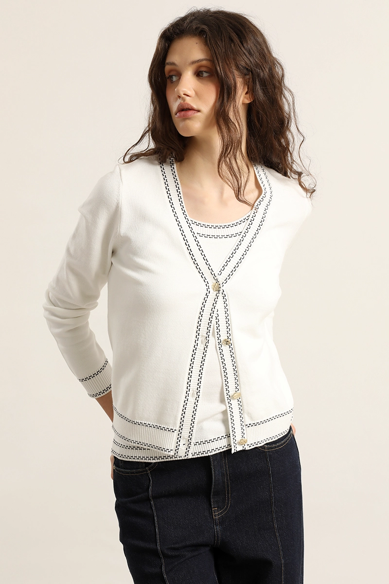 CARDIGAN PUNTO, LINEAS CONTRATONO, CRUDO LIOLA - 5