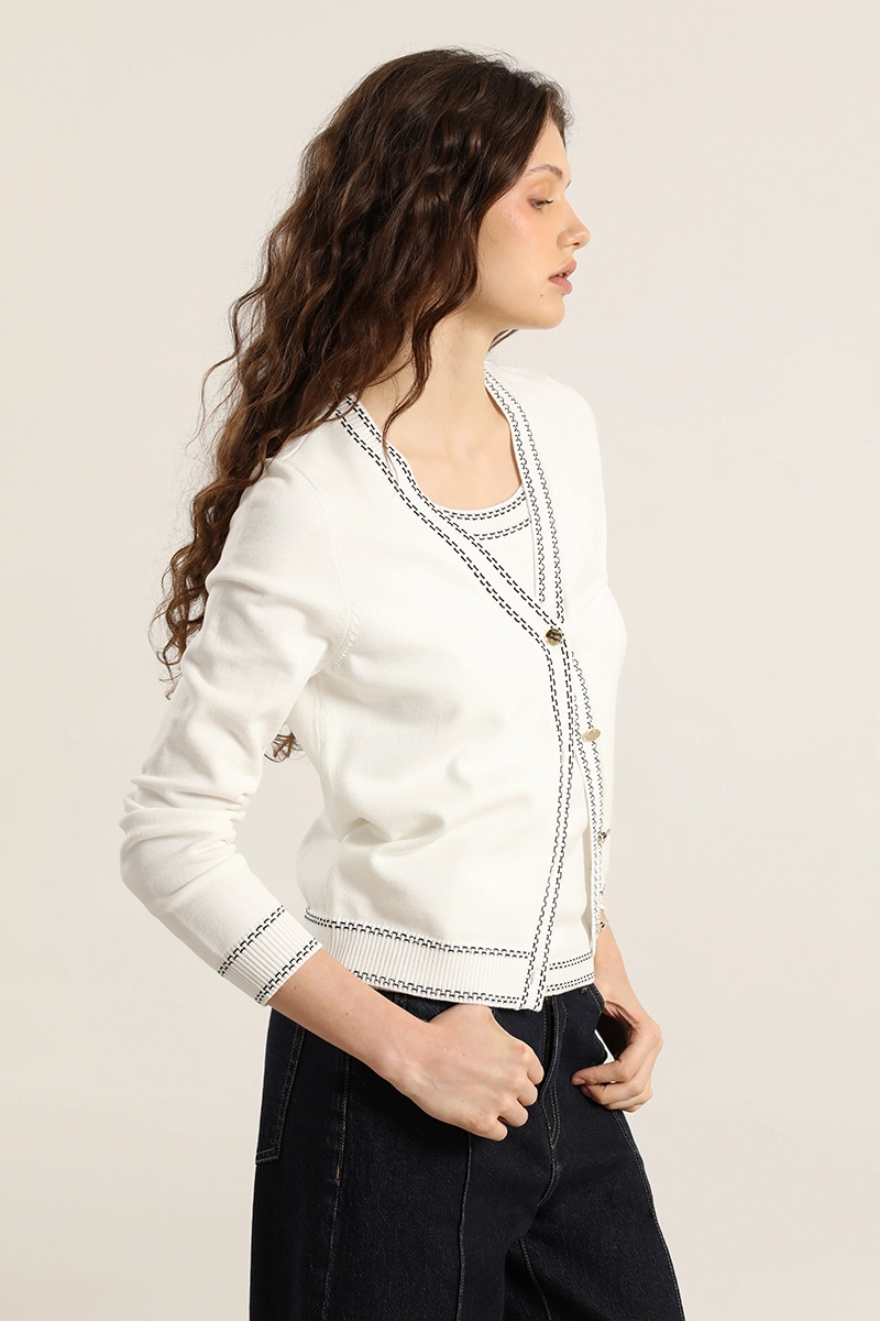 CARDIGAN PUNTO, LINEAS CONTRATONO, CRUDO LIOLA - 6