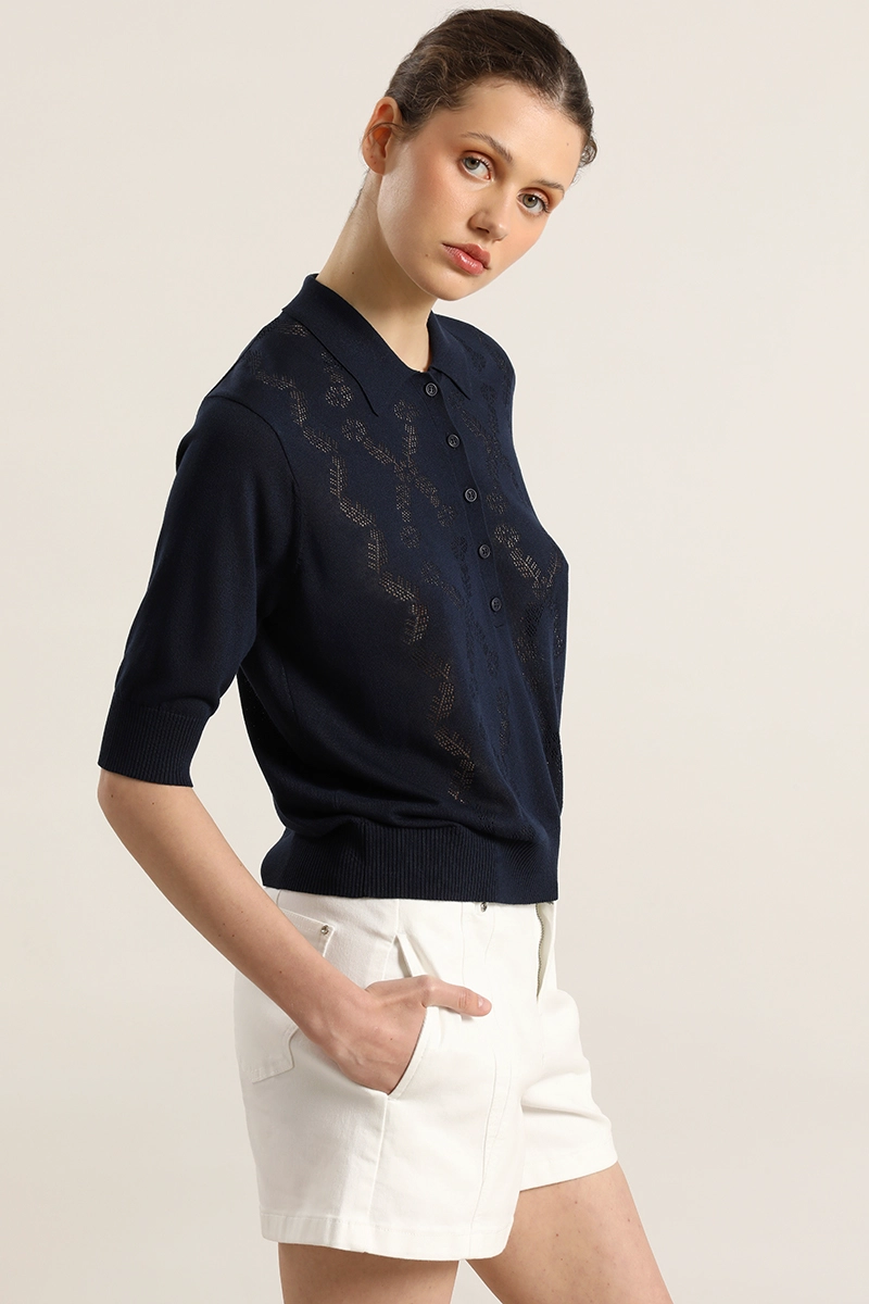 JERSEY PUNTO, CUELLO CAMISERO, AZUL LIOLA - 3