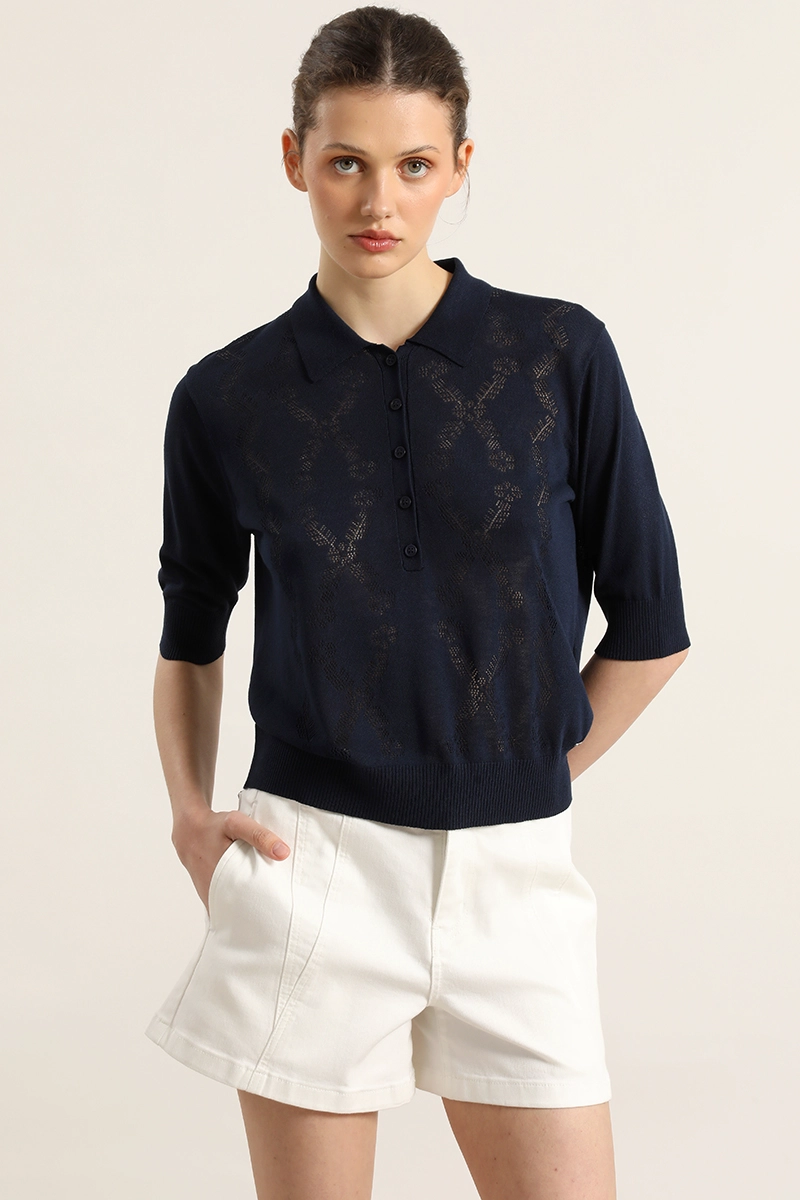 JERSEY PUNTO, CUELLO CAMISERO, AZUL LIOLA - 6