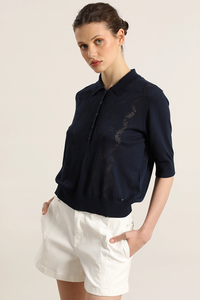 JERSEY PUNTO, CUELLO CAMISERO, AZUL LIOLA - 7