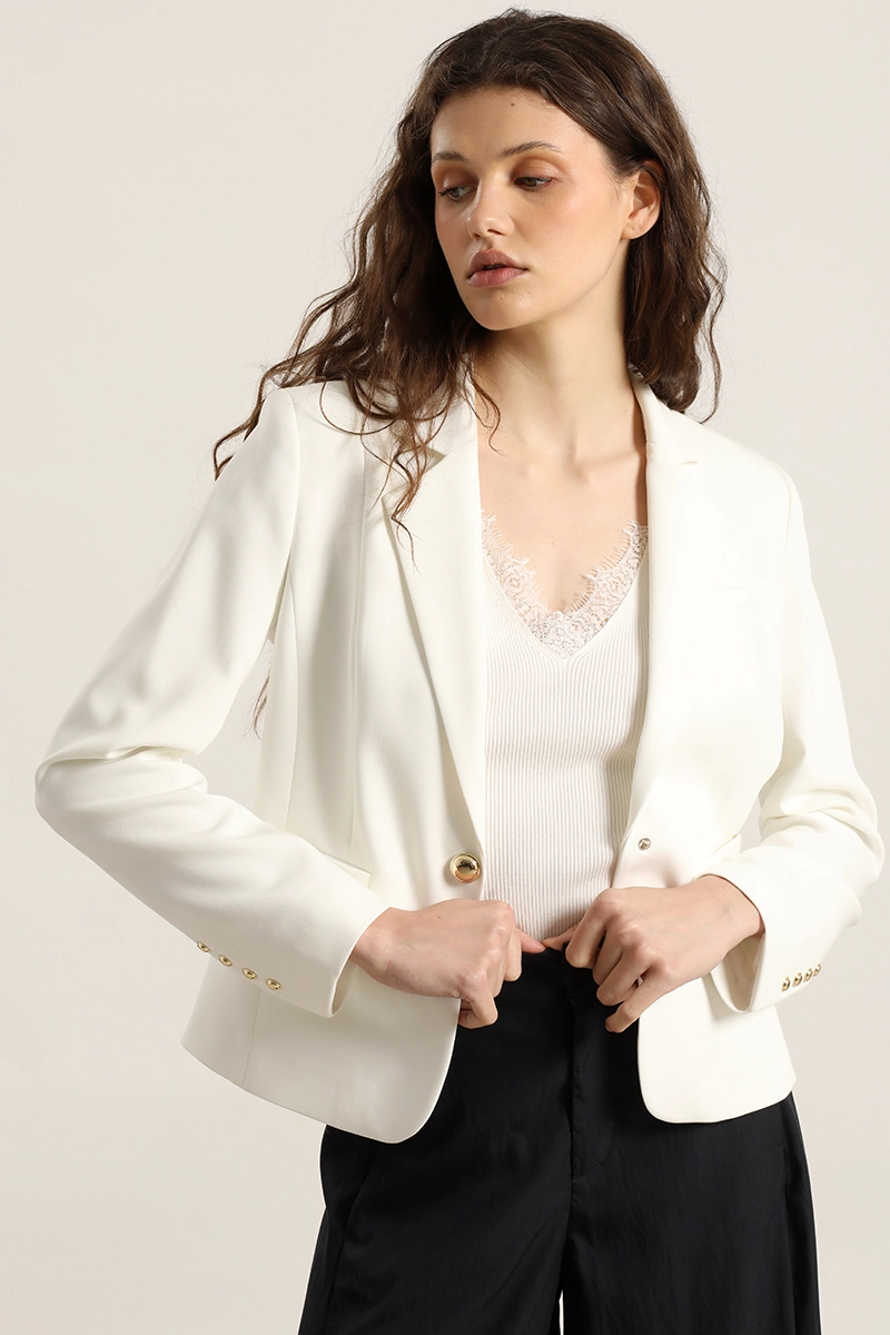 BLAZER BASICO ENTALLADO, CRUDO LIOLA - 1