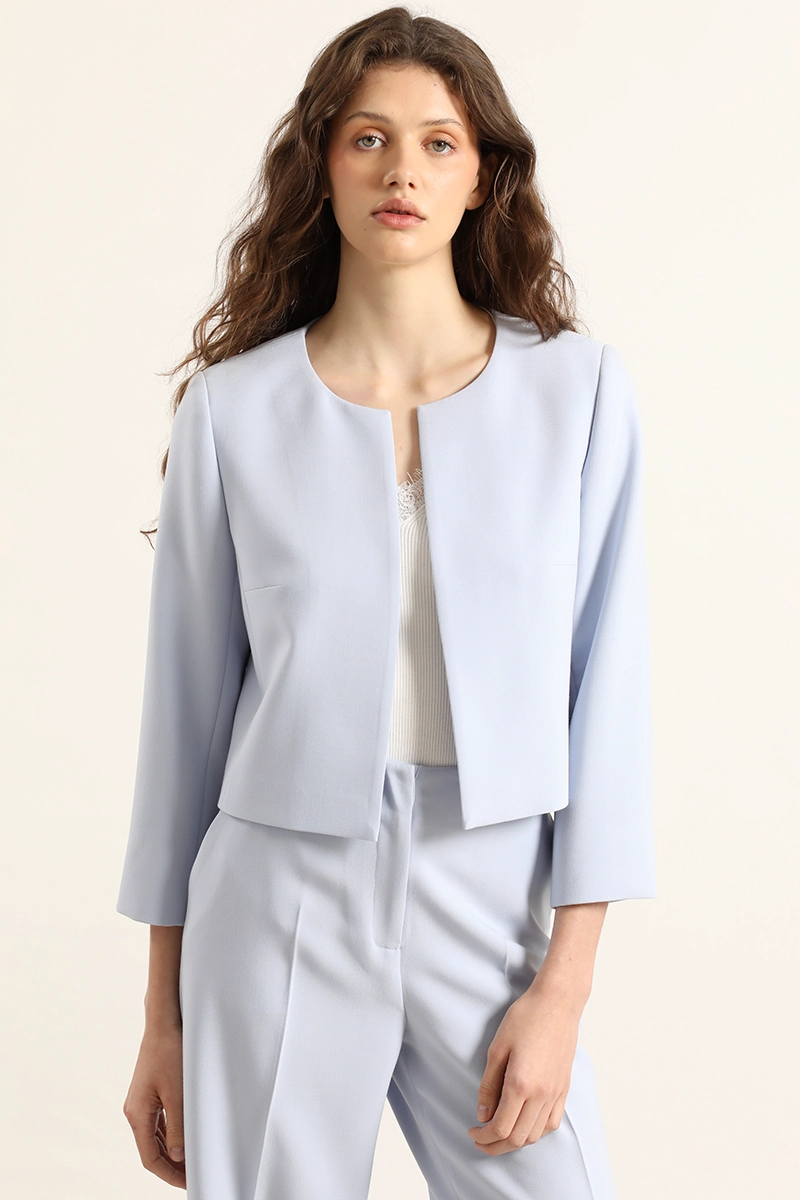 CHAQUETA CROPPED DE TOPE, CELESTE LIOLA - 1
