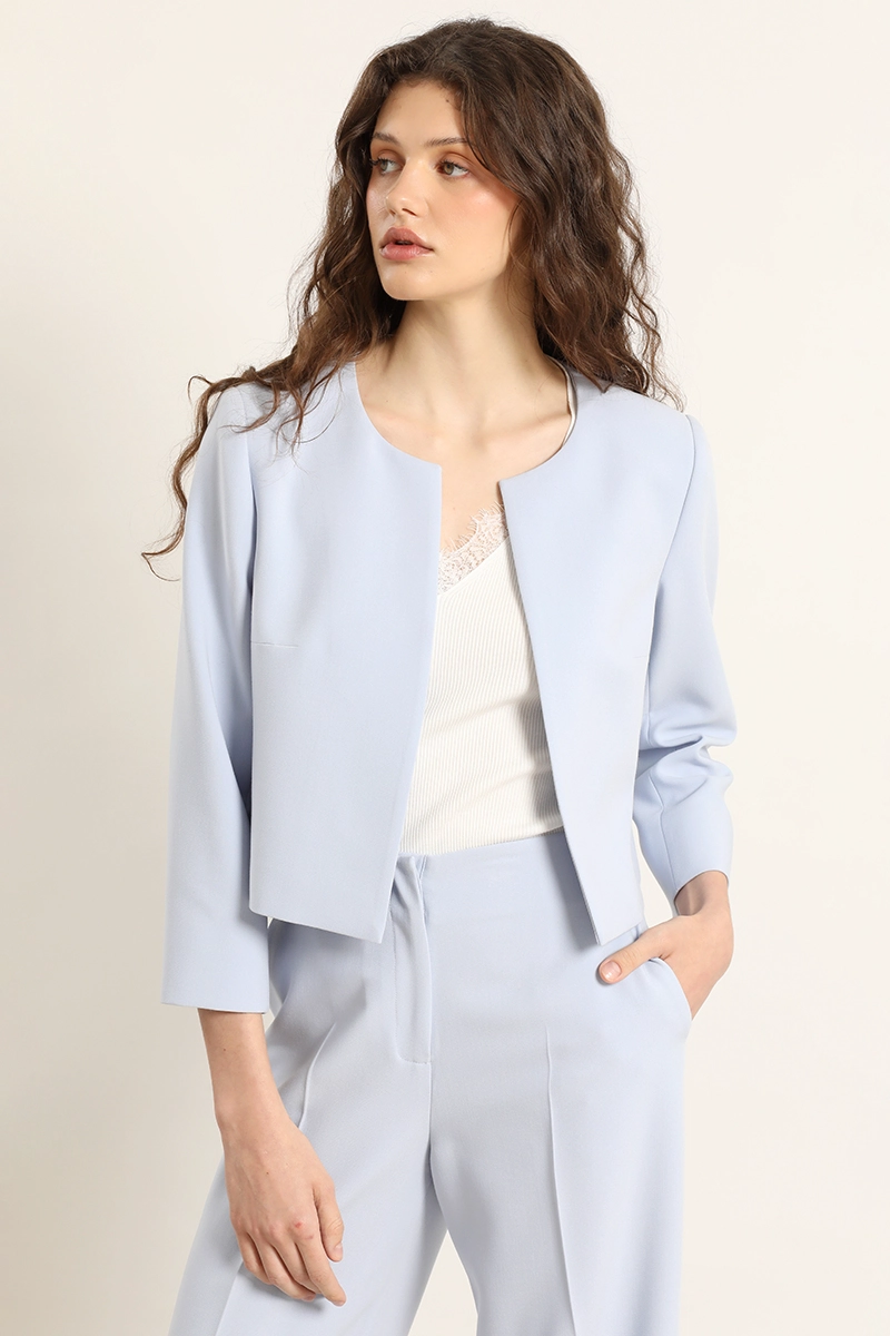 CHAQUETA CROPPED DE TOPE, CELESTE LIOLA - 3