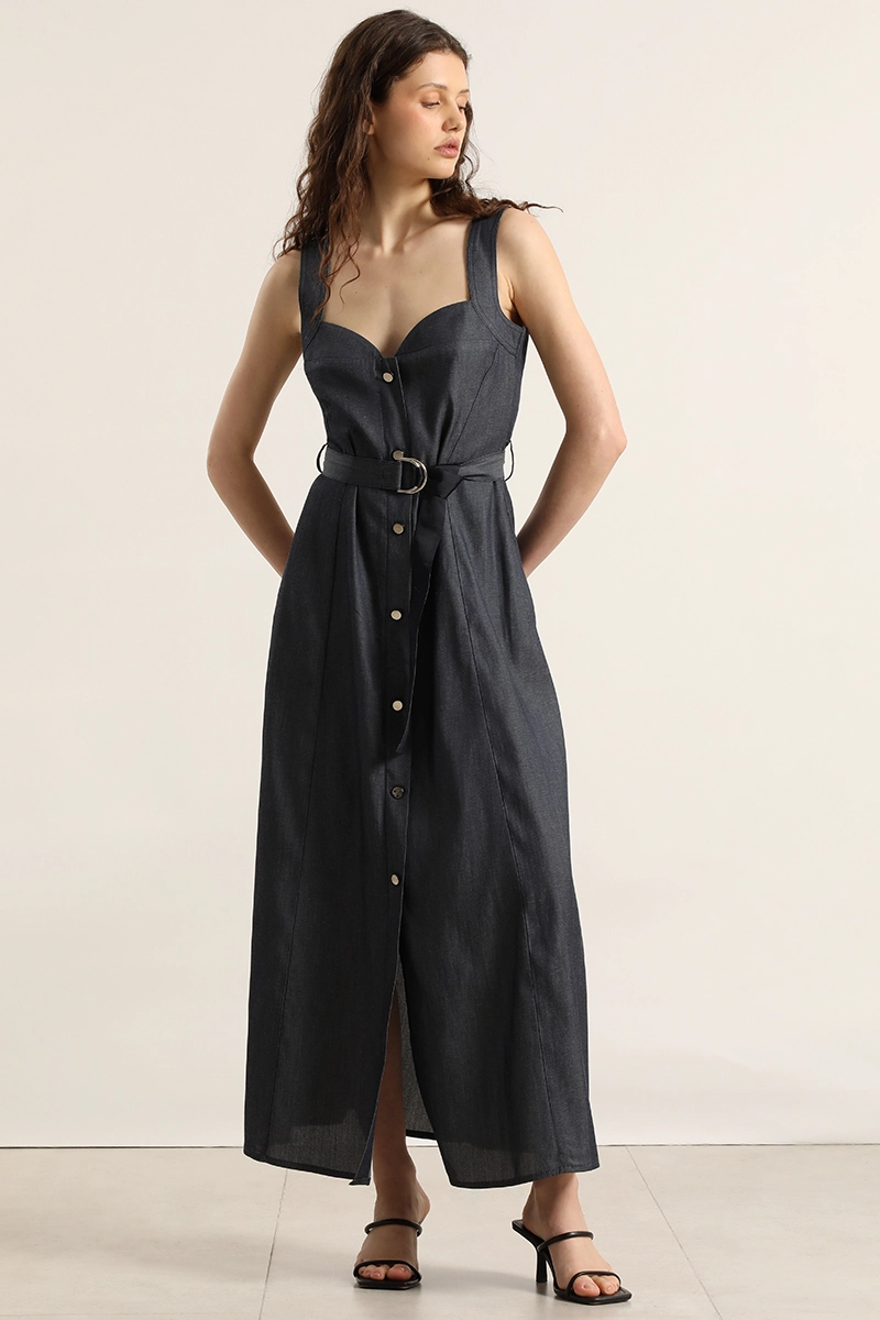 VESTIDO MIDI EFECTO DENIM, INDIGO LIOLA - 1