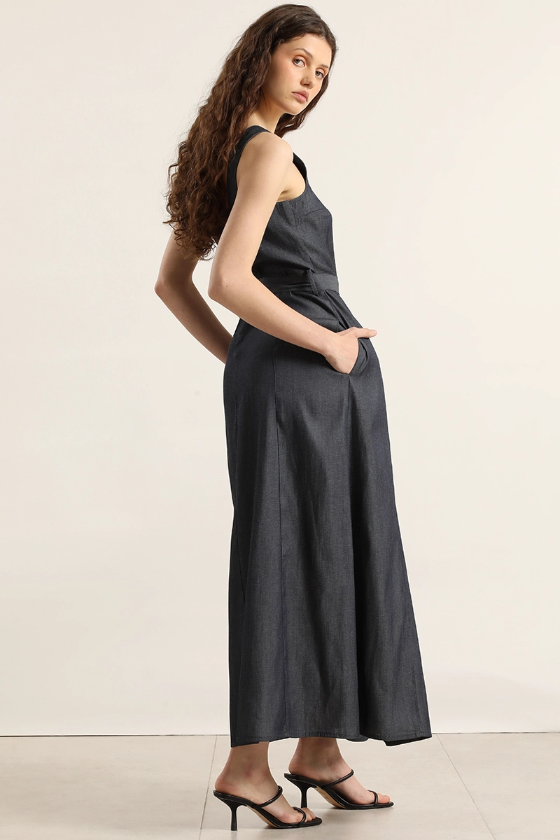 VESTIDO MIDI EFECTO DENIM, INDIGO LIOLA - 4