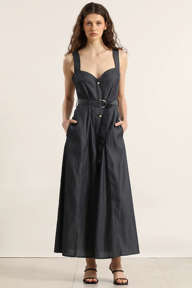 VESTIDO MIDI EFECTO DENIM, INDIGO LIOLA - 6