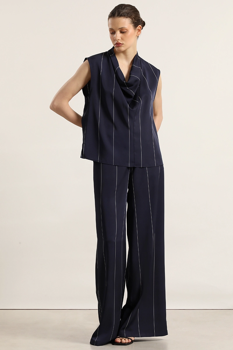 TOP SATIN DRAPEADA, RAYAS, AZUL LIOLA - 7