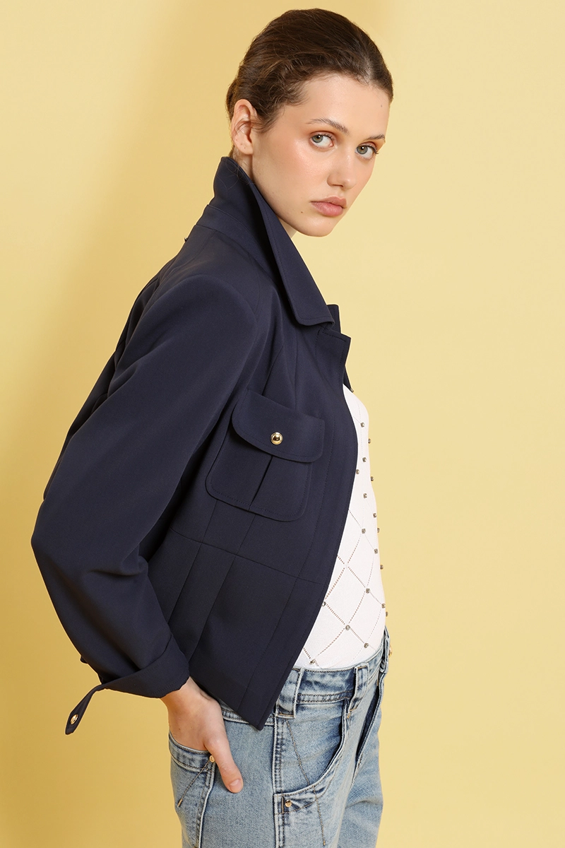 CHAQUETA ENTALLADA, BOLSILLO PARCHE, AZUL LIOLA - 2