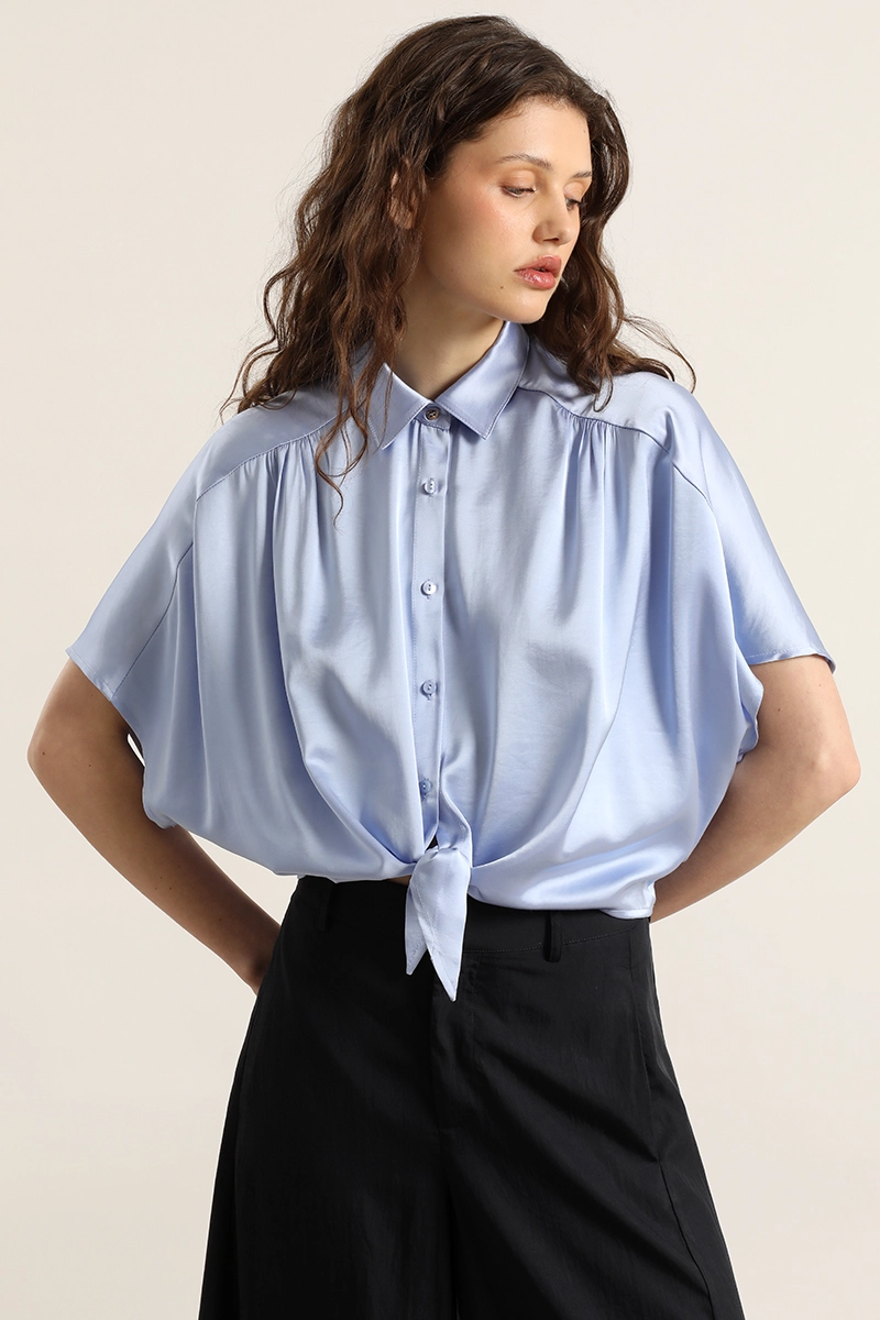 BLUSA SATIN, AMARRE CINTURA, CELESTE LIOLA - 1