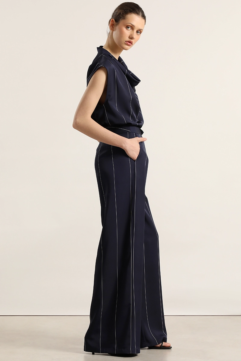 PANTALON ANCHO, SATIN, RAYAS, AZUL LIOLA - 2