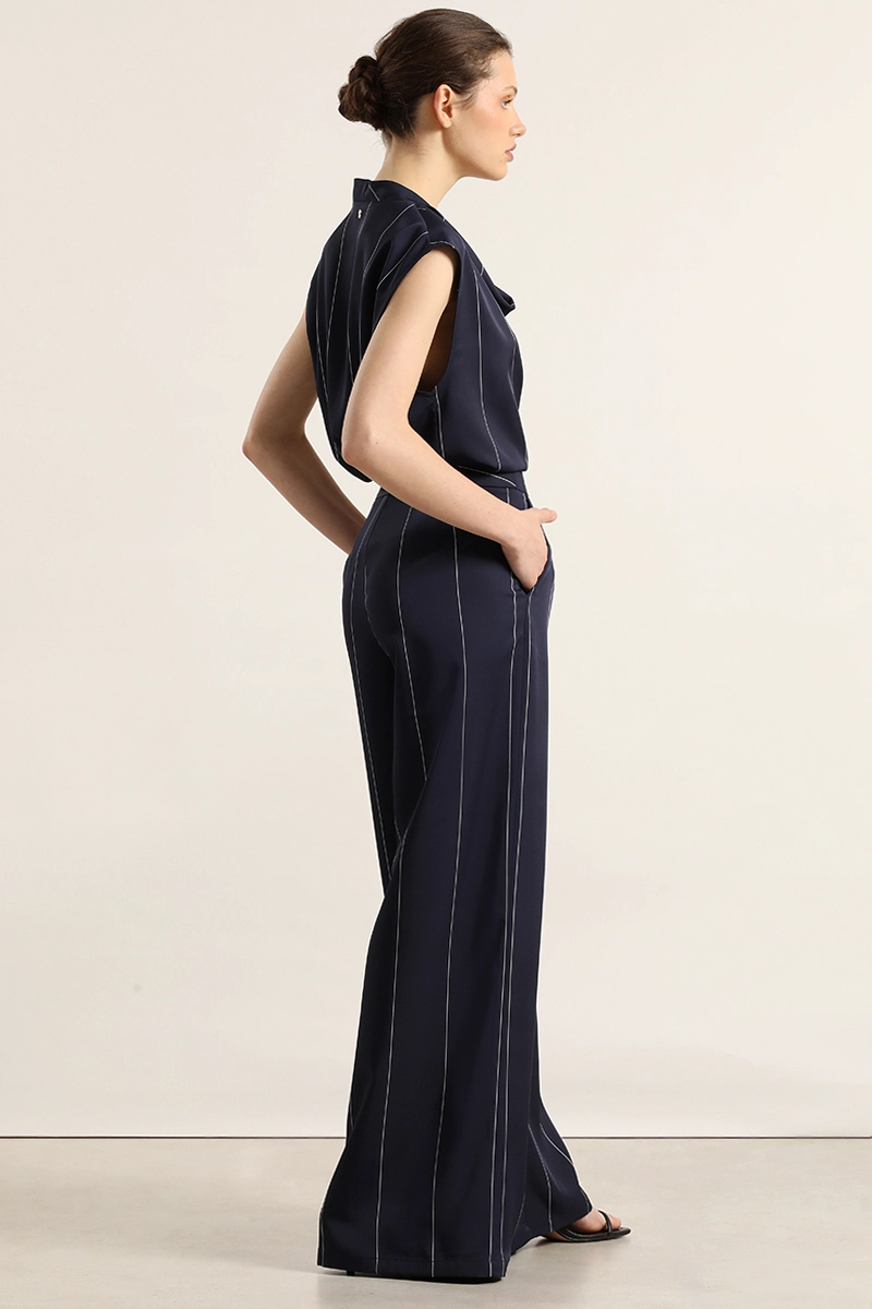 PANTALON ANCHO, SATIN, RAYAS, AZUL LIOLA - 3