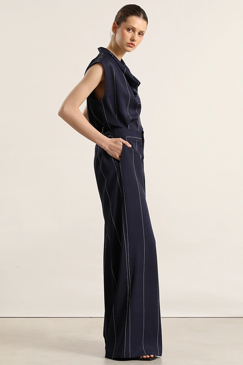 PANTALON ANCHO, SATIN, RAYAS, AZUL LIOLA - 5