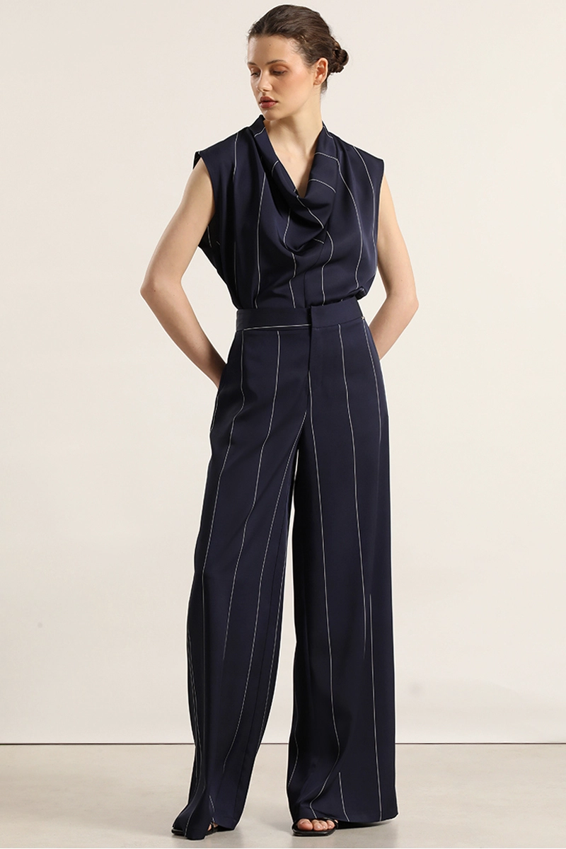PANTALON ANCHO, SATIN, RAYAS, AZUL LIOLA - 6