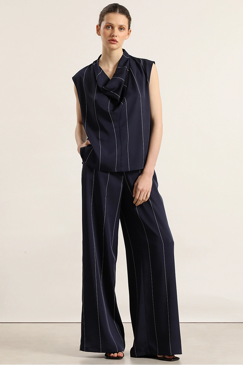 PANTALON ANCHO, SATIN, RAYAS, AZUL LIOLA - 7