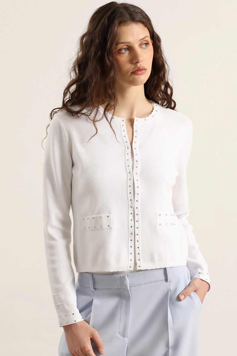 CARDIGAN PUNTO, TACHAS, CRUDO LIOLA - 1