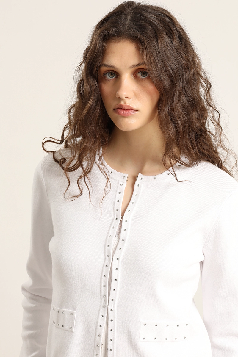 CARDIGAN PUNTO, TACHAS, CRUDO LIOLA - 3