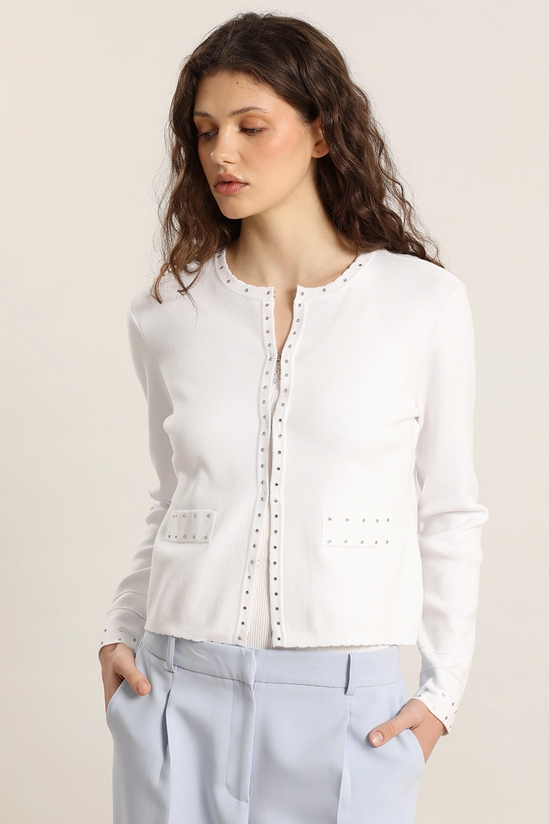 CARDIGAN PUNTO, TACHAS, CRUDO LIOLA - 5
