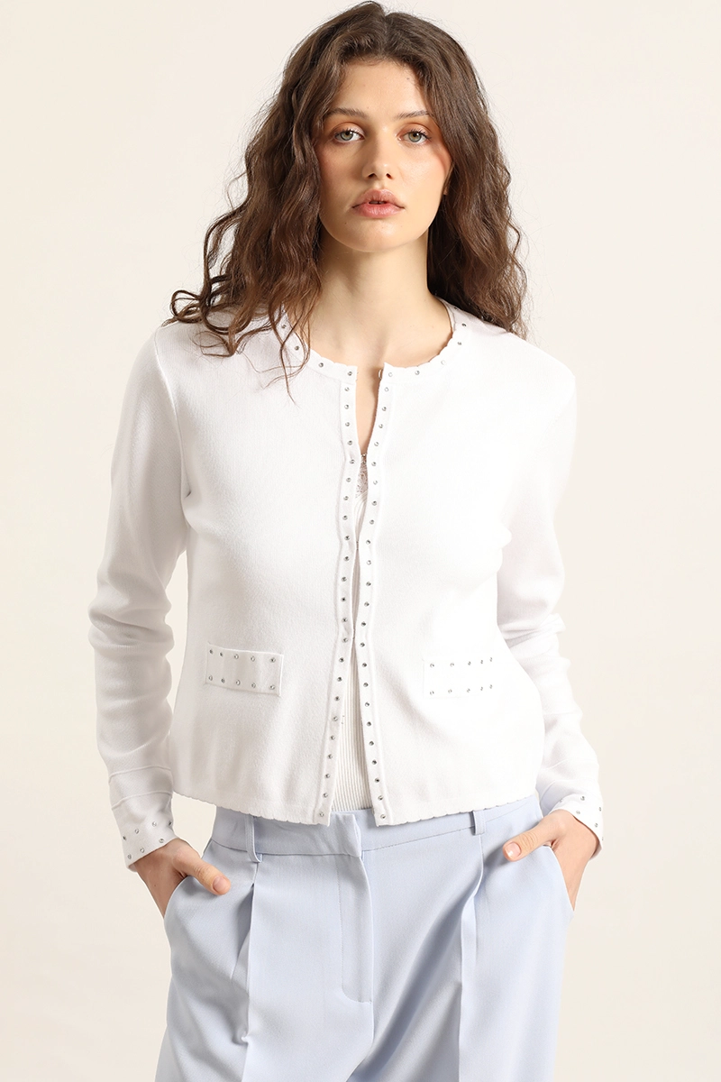 CARDIGAN PUNTO, TACHAS, CRUDO LIOLA - 6