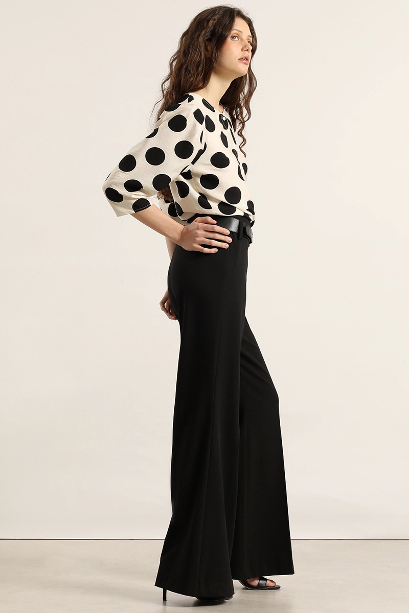PANTALON FLARE CON CINTURON, NEGRO LIOLA - 4