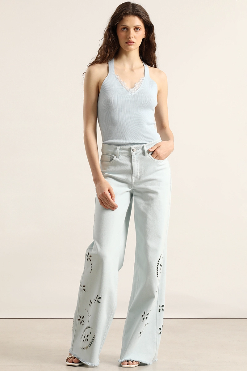 JEANS COLOR PALAZZO, BORDADO, CELESTE LIOLA - 4