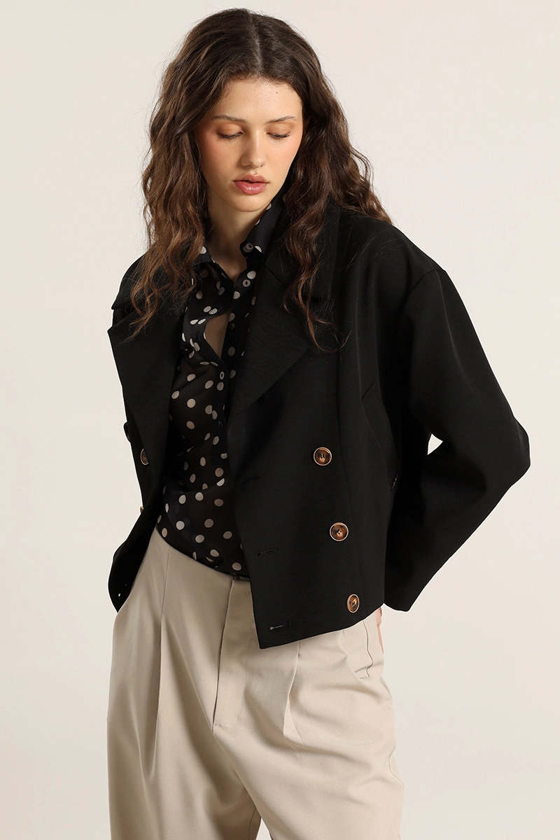 CHAQUETA BOMBER, CRUZADA, NEGRO LIOLA - 1