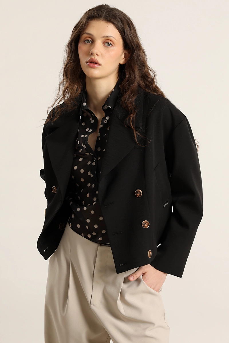 CHAQUETA BOMBER, CRUZADA, NEGRO LIOLA - 4