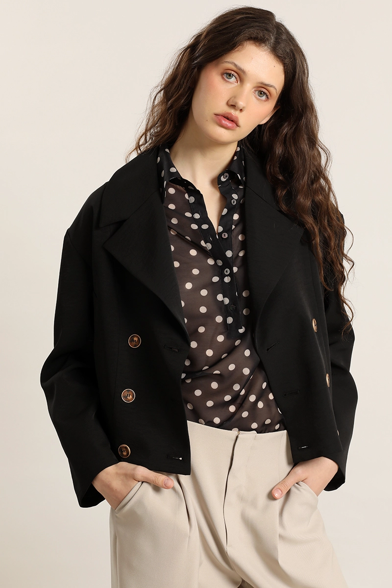 CHAQUETA BOMBER, CRUZADA, NEGRO LIOLA - 5