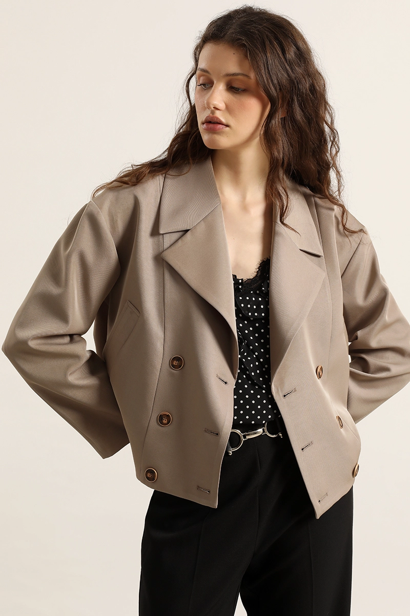 CHAQUETA BOMBER, CRUZADA, BEIGE LIOLA - 5