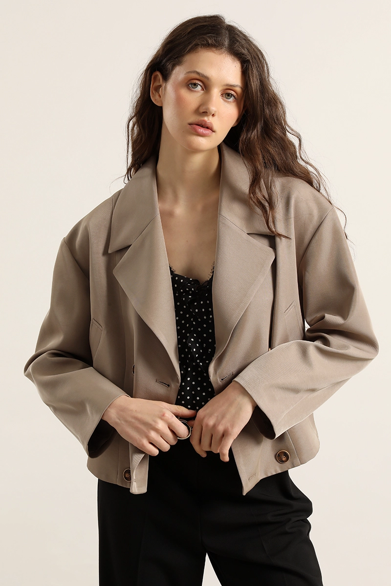 CHAQUETA BOMBER, CRUZADA, BEIGE LIOLA - 6