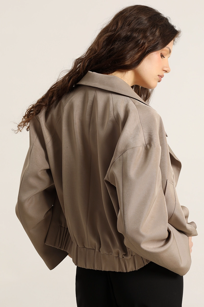 CHAQUETA BOMBER, CRUZADA, BEIGE LIOLA - 7