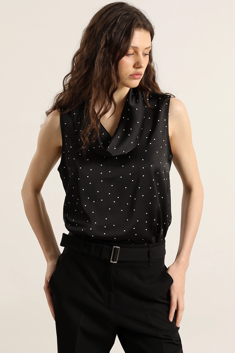 TOP DRAPEADO LUNARES, NEGRO LIOLA - 6