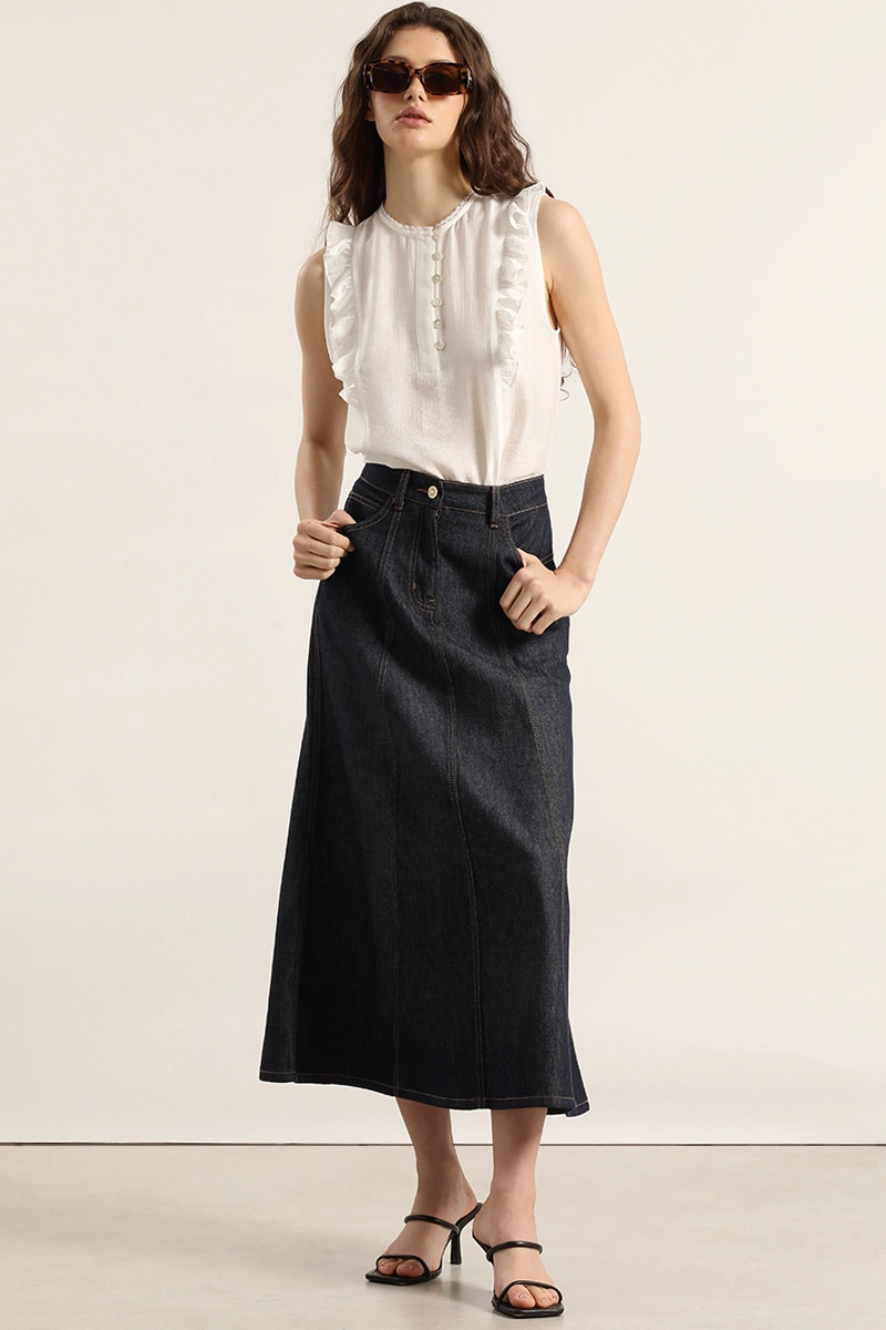 BLUSA VOLANTES, APLICACION ENCAJE, CRUDO LIOLA - 2