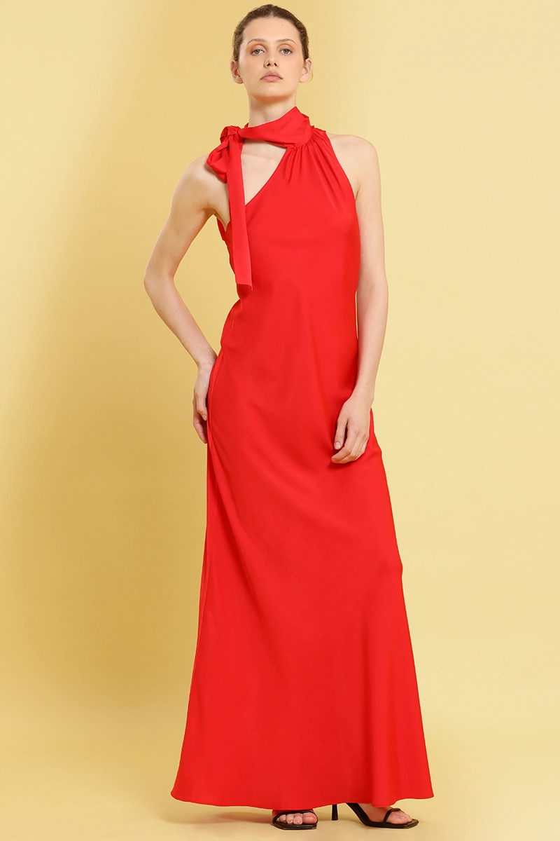 VESTIDO MAXI, ASIMETRICO, ROJO LIOLA - 2
