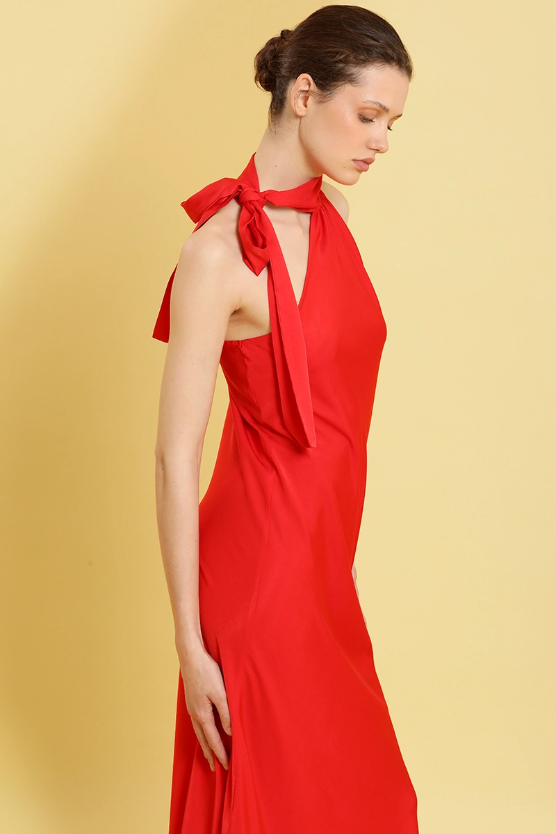 VESTIDO MAXI, ASIMETRICO, ROJO LIOLA - 3