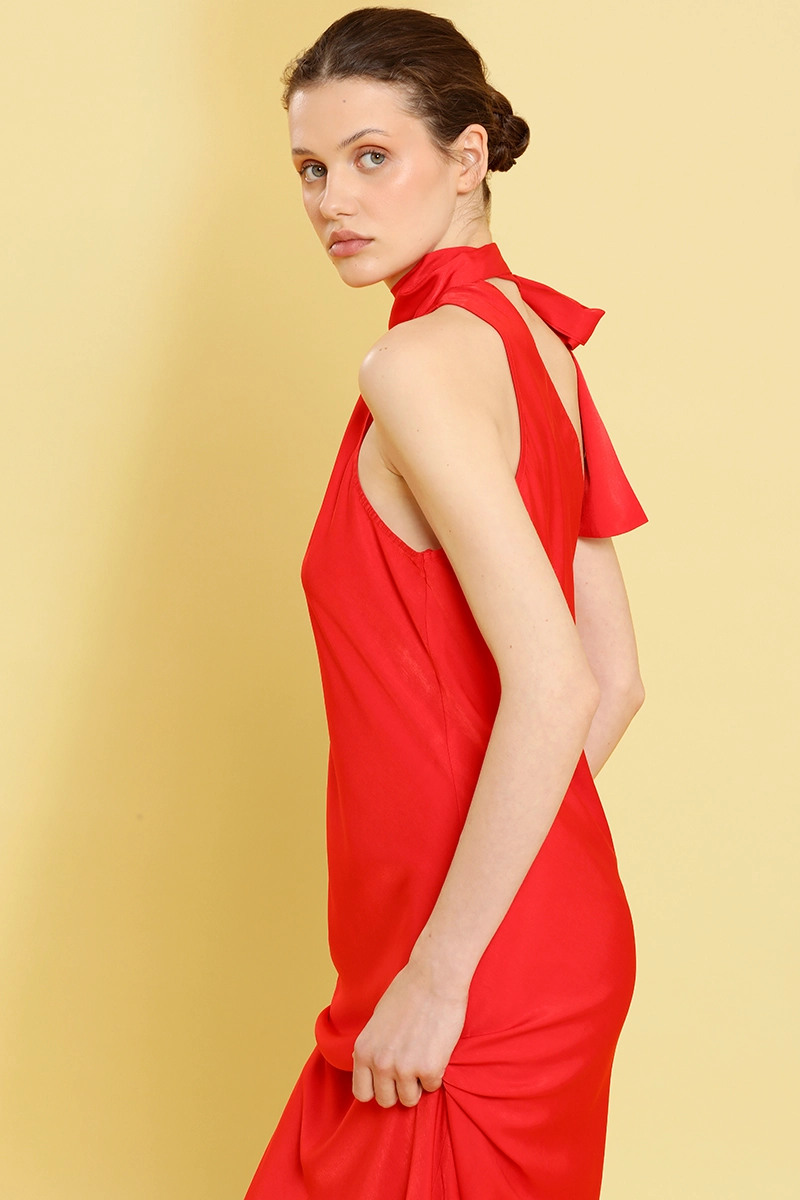 VESTIDO MAXI, ASIMETRICO, ROJO LIOLA - 5