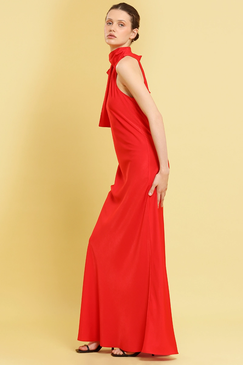 VESTIDO MAXI, ASIMETRICO, ROJO LIOLA - 6