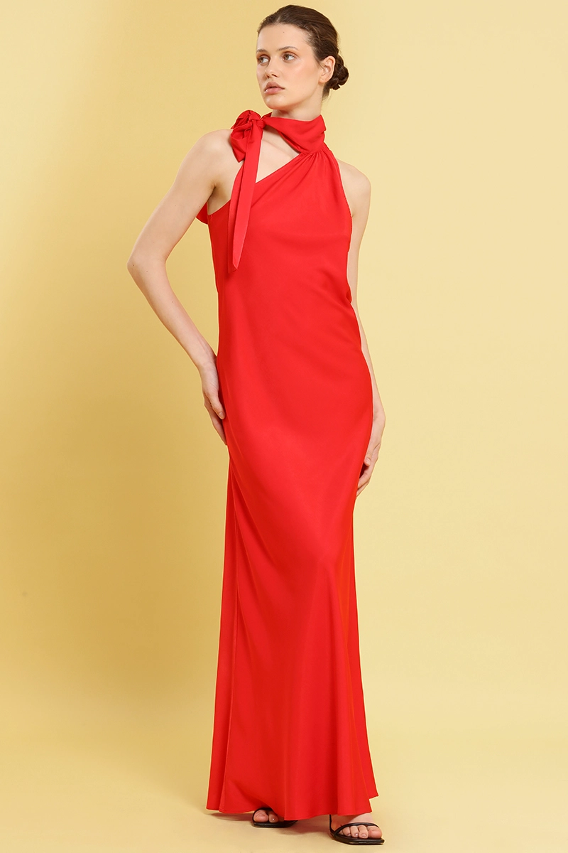 VESTIDO MAXI, ASIMETRICO, ROJO LIOLA - 7