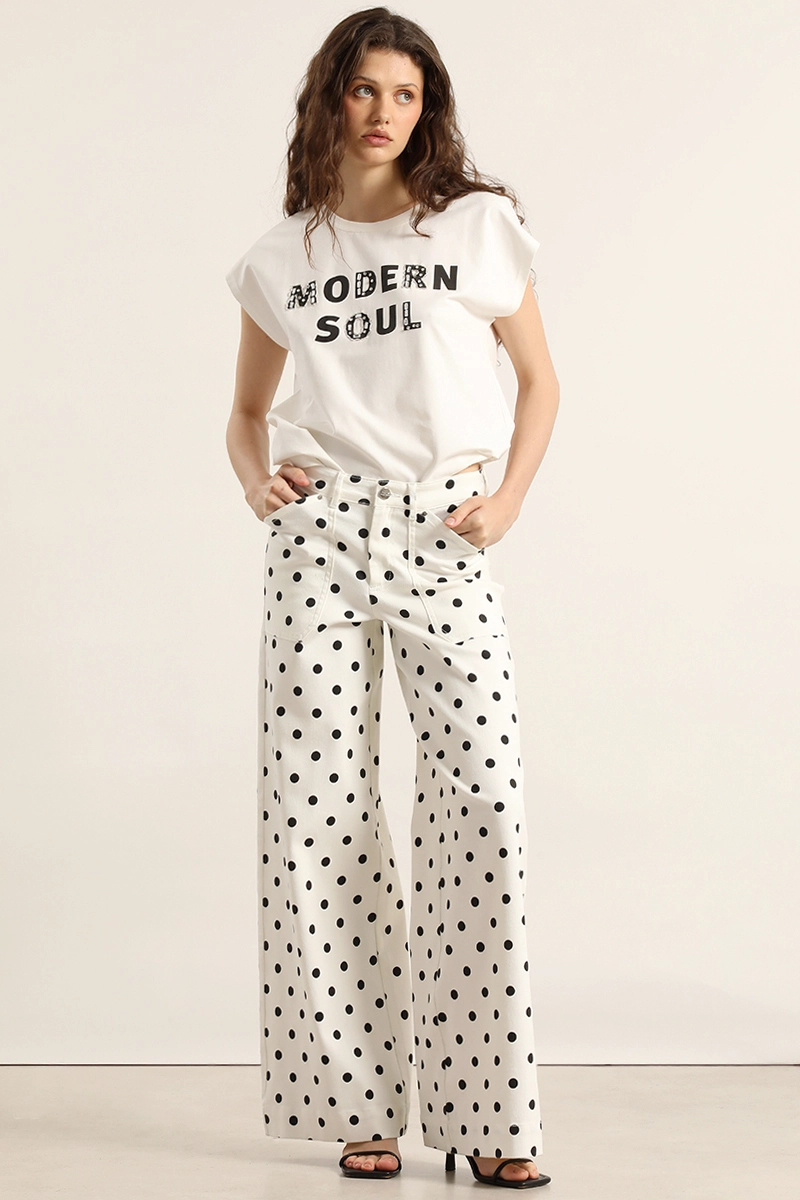 PANTALON PALAZZO, LUNARES, CRUDO LIOLA - 1